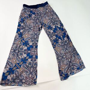 Anthropologie Elevenses Wide Leg Pants Womens Small High Rise Zip Floral Bottoms